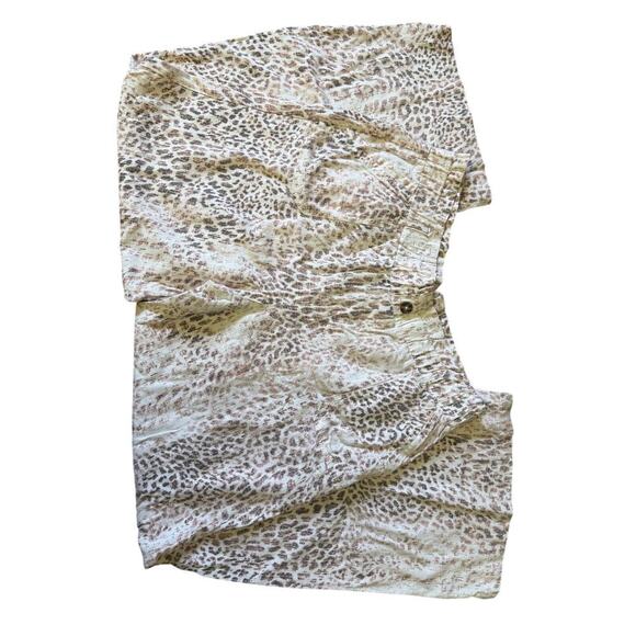 RE:WASH Pants - rewash pants linen blend capri brown and cream elastic waist women xl